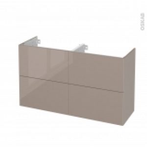 Meuble De Salle De Bains Sous Vasque Double Keria Moka 4 Tiroirs Cotes Decors L120 X H70 X P40 Cm