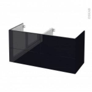 Meuble De Salle De Bains Sous Vasque Double Keria Noir 4 Tiroirs Cotes Decors L120 X H57 X P50 Cm