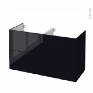 Meuble De Salle De Bains Sous Vasque Double Keria Noir 4 Tiroirs Cotes Decors L120 X H70 X P50 Cm