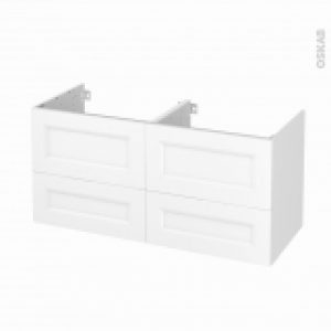 Meuble De Salle De Bains Sous Vasque Double Static Blanc 4 Tiroirs Cotes Decors L120 X H57 X P50 Cm
