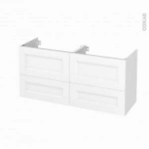 Meuble De Salle De Bains Sous Vasque Double Static Blanc 4 Tiroirs Cotes Decors L120 X H57 X P40 Cm