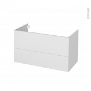 Meuble De Salle De Bains Sous Vasque Ginko Blanc 2 Tiroirs Cotes Decors L100 X H57 X P50 Cm