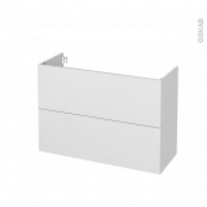 Meuble De Salle De Bains Sous Vasque Ginko Blanc 2 Tiroirs Cotes Decors L100 X H70 X P40 Cm