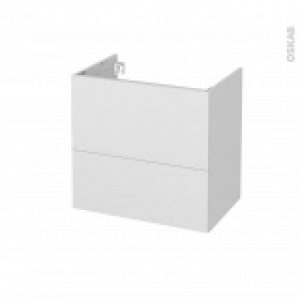 Meuble De Salle De Bains Sous Vasque Ginko Blanc 2 Tiroirs Cotes Decors L60 X H57 X P40 Cm
