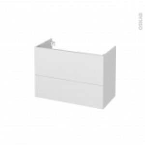 Meuble De Salle De Bains Sous Vasque Ginko Blanc 2 Tiroirs Cotes Decors L80 X H57 X P40 Cm