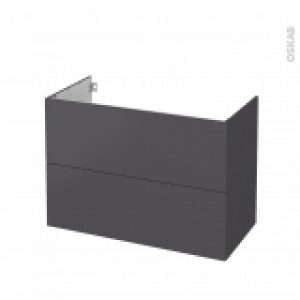 Meuble De Salle De Bains Sous Vasque Ginko Gris 2 Tiroirs Cotes Decors L100 X H70 X P50 Cm