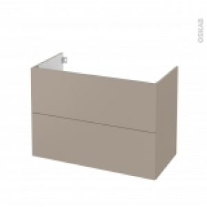 Meuble De Salle De Bains Sous Vasque Ginko Taupe 2 Tiroirs Cotes Decors L100 X H70 X P50 Cm