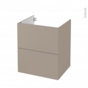 Meuble De Salle De Bains Sous Vasque Ginko Taupe 2 Tiroirs Cotes Decors L60 X H70 X P50 Cm