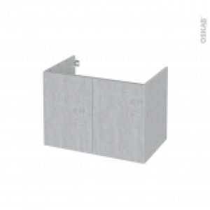 Meuble De Salle De Bains Sous Vasque Hoda Beton 2 Portes Cotes Decors L80 X H57 X P50 Cm