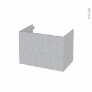 Meuble De Salle De Bains Sous Vasque Hoda Beton 2 Tiroirs Cotes Decors L80 X H57 X P50 Cm