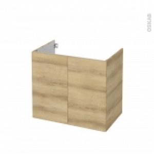 Meuble De Salle De Bains Sous Vasque Hosta Chene Naturel 2 Portes Cotes Decors L80 X H70 X P50 Cm