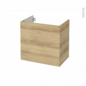 Meuble De Salle De Bains Sous Vasque Hosta Chene Naturel 2 Tiroirs Cotes Decors L60 X H57 X P40 Cm