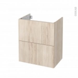 Meuble De Salle De Bains Sous Vasque Ikoro Chene Clair 2 Tiroirs Cotes Decors L60 X H70 X P40 Cm