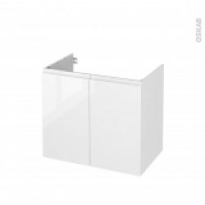 Meuble De Salle De Bains Sous Vasque Ipoma Blanc Brillant 2 Portes Cotes Decors L80 X H70 X P50 Cm