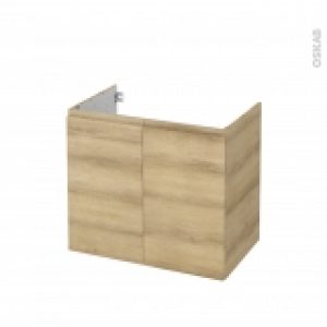 Meuble De Salle De Bains Sous Vasque Ipoma Chene Naturel 2 Portes Cotes Decors L80 X H70 X P50 Cm