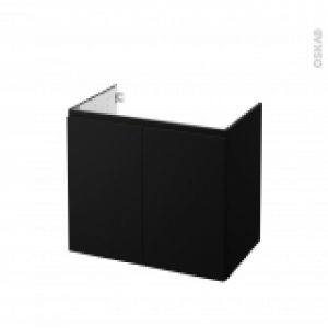 Meuble De Salle De Bains Sous Vasque Ipoma Noir Mat 2 Portes Cotes Decors L80 X H70 X P50 Cm