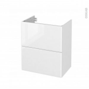 Meuble De Salle De Bains Sous Vasque Iris Blanc 2 Tiroirs Cotes Decors L60 X H70 X P40 Cm