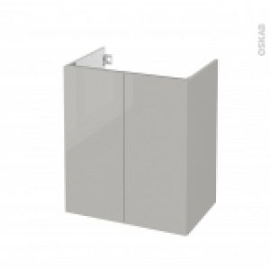 Meuble De Salle De Bains Sous Vasque Ivia Gris 2 Portes Cotes Decors L60 X H70 X P40 Cm
