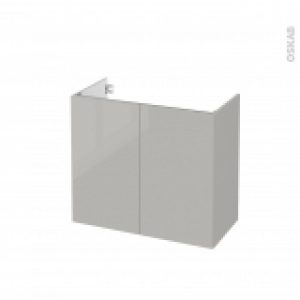 Meuble De Salle De Bains Sous Vasque Ivia Gris 2 Portes Cotes Decors L80 X H70 X P40 Cm
