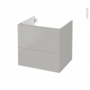 Meuble De Salle De Bains Sous Vasque Ivia Gris 2 Tiroirs Cotes Decors L60 X H57 X P50 Cm