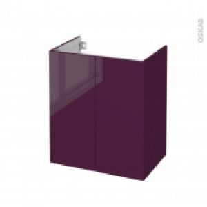 Meuble De Salle De Bains Sous Vasque Keria Aubergine 2 Portes Cotes Decors L60 X H70 X P40 Cm