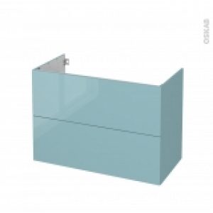 Meuble De Salle De Bains Sous Vasque Keria Bleu 2 Tiroirs Cotes Decors L100 X H70 X P50 Cm