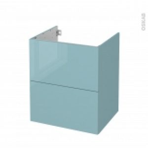 Meuble De Salle De Bains Sous Vasque Keria Bleu 2 Tiroirs Cotes Decors L60 X H70 X P50 Cm