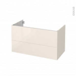 Meuble De Salle De Bains Sous Vasque Keria Ivoire 2 Tiroirs Cotes Decors L100 X H57 X P50 Cm