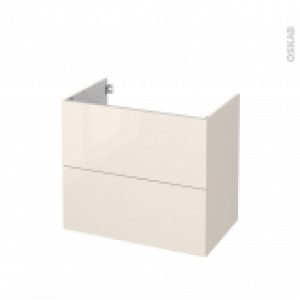 Meuble De Salle De Bains Sous Vasque Keria Ivoire 2 Tiroirs Cotes Decors L80 X H70 X P50 Cm