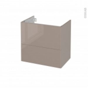 Meuble De Salle De Bains Sous Vasque Keria Moka 2 Tiroirs Cotes Decors L60 X H57 X P40 Cm