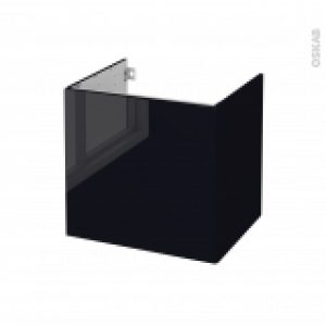 Meuble De Salle De Bains Sous Vasque Keria Noir 1 Porte Cotes Decors L60 X H57 X P50 Cm