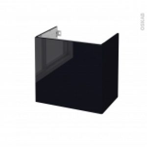 Meuble De Salle De Bains Sous Vasque Keria Noir 1 Porte Cotes Decors L60 X H57 X P40 Cm