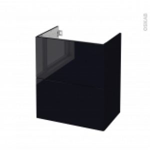 Meuble De Salle De Bains Sous Vasque Keria Noir 2 Tiroirs Cotes Decors L60 X H70 X P40 Cm