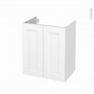 Meuble De Salle De Bains Sous Vasque Static Blanc 2 Portes Cotes Decors L60 X H70 X P40 Cm