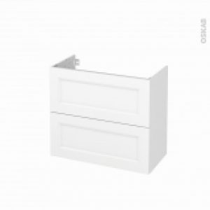 Meuble De Salle De Bains Sous Vasque Static Blanc 2 Tiroirs Cotes Decors L80 X H70 X P40 Cm