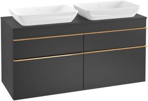 Meuble Double Vasque Villeroy et Boch Venticello 1257x606x502 mm Noir Laqué A94405PD
