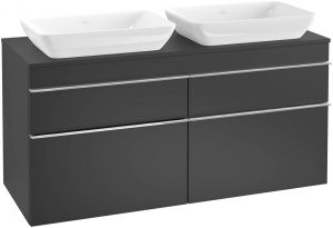 Meuble Double Vasque Villeroy et Boch Venticello 1257x606x502 mm Noir Laqué A94401PD