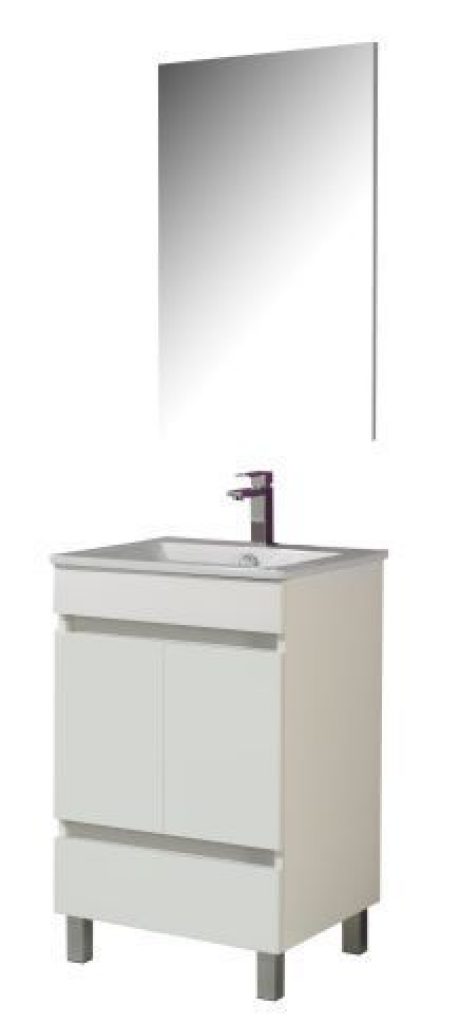 Meuble lavabo LANCELO blanc largeur 80cm à poser – Prix net livré chez vous – – Ondée