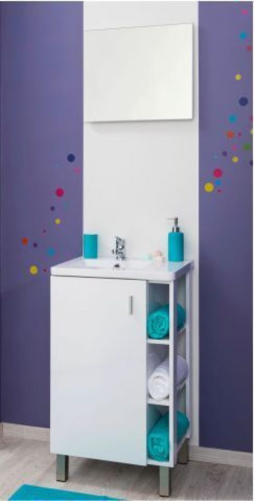 Meuble lavabo LIXY blanc largeur 50cm à poser – Prix net livré chez vous – – Ondée