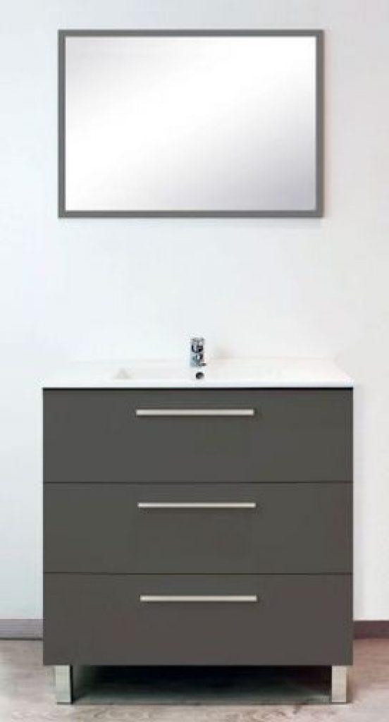 Meuble lavabo PALLAS gris largeur 80cm à poser – Prix net livré chez vous – – Ondée