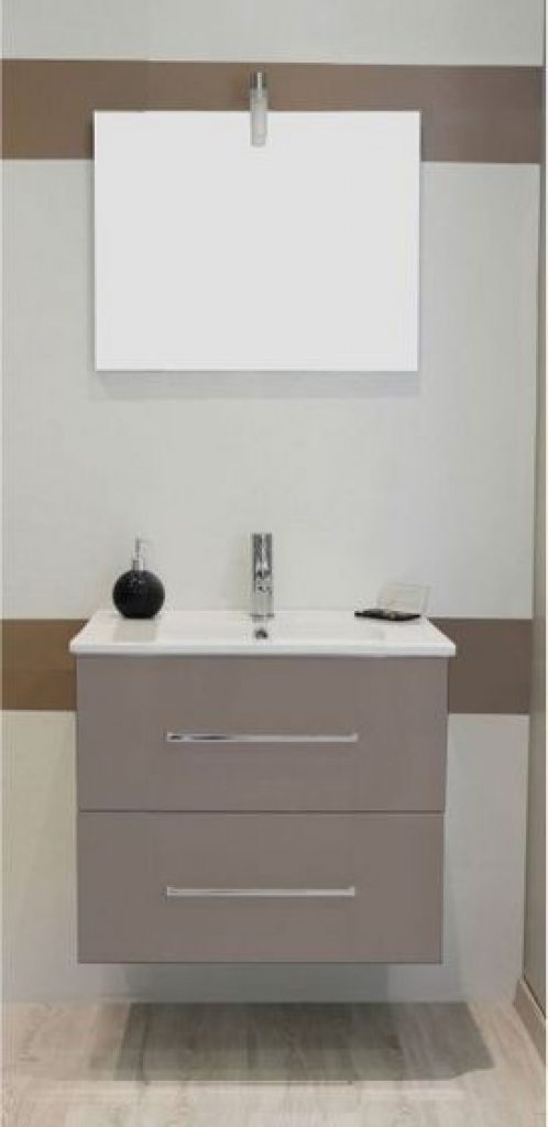 Meuble lavabo TANATH taupe largeur 60cm à suspendre – Prix net livré chez vous – – Ondée
