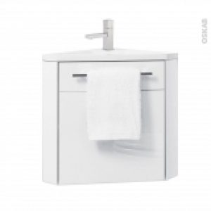 Meuble Lave Mains D Angle Fuji Blanc Avec Robinet L44 X P26 X H554 Cm