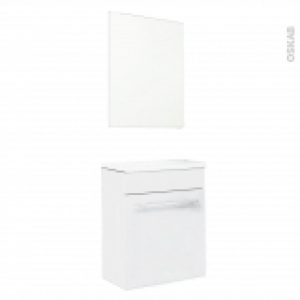 Meuble Lave Mains Fuji Blanc Avec Miroir L44 X P26 X H554 Cm