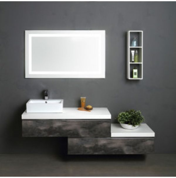 MEUBLE MODULABLE SUSPENDU AVEC LAVABO D&rsquo;AMEUBLEMENT SALLE DE BAINS 180 CM