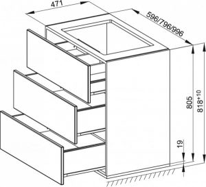 Meuble Pour Lavabo Encastrable Bette Modules 2 tiroirs Chêne Naturel RUA3-814