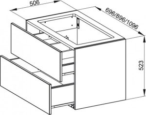 Meuble Pour Lavabo Encastrable Bette Modules 2 tiroirs Chêne Naturel RUB2-814