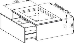 Meuble Pour Lavabo Encastrable Bette Modules avec plaque de recouvrement 1 tiroir Chêne Naturel RE04
