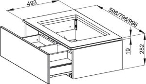 Meuble Pour Lavabo Encastrable Bette Modules avec plaque de recouvrement 1 tiroir Chêne Naturel RE01