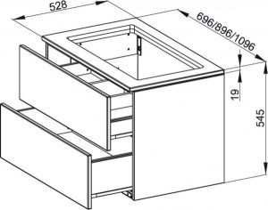 Meuble Pour Lavabo Encastrable Bette Modules avec plaque de recouvrement 2 tiroirs Chêne Naturel RE1