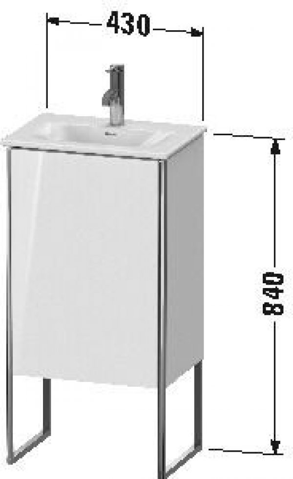 Meuble Pour Lavabo Encastrable Duravit XSquare pour 073345, version gauche Gris Dolomite Brillant 43